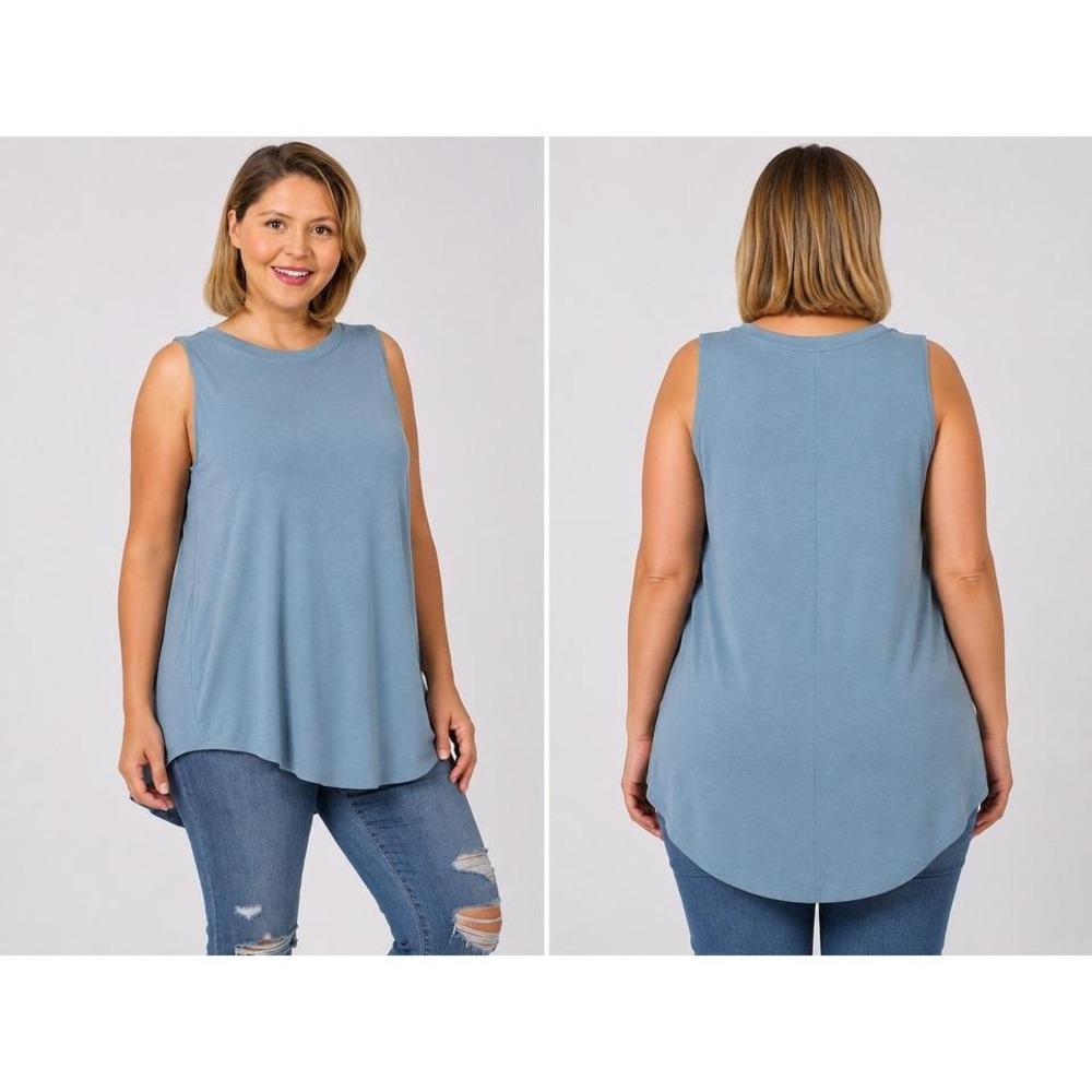 Women's Plus Size Tank Top by Zenana Hi-Low Blue Gray Size 1X New With Tags - Picture 4 of 5
